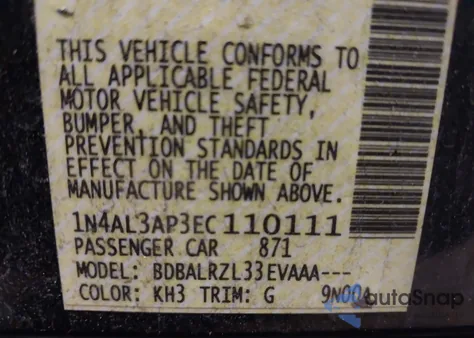 2014 Nissan Altima 2.5 S из США, поврежденный, VIN 1N4AL3AP3EC110111